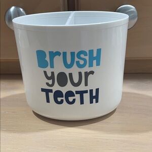 Target White Toothbrush Holder with Blue and Black Design